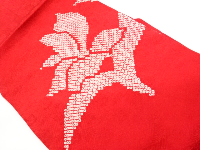 リサイクル　鹿の子絞り抽象花模様名古屋帯